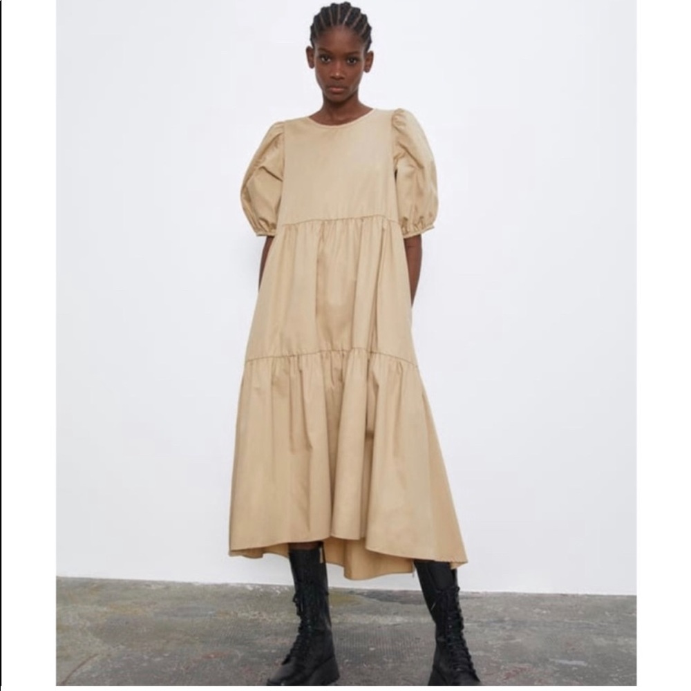 Zara asymmetric poplin maxi dress